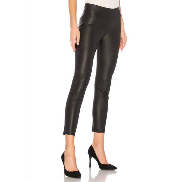 NEW DAVID LERNER gemma mid rise vegan leather leggings in black - Picture 2 of 4